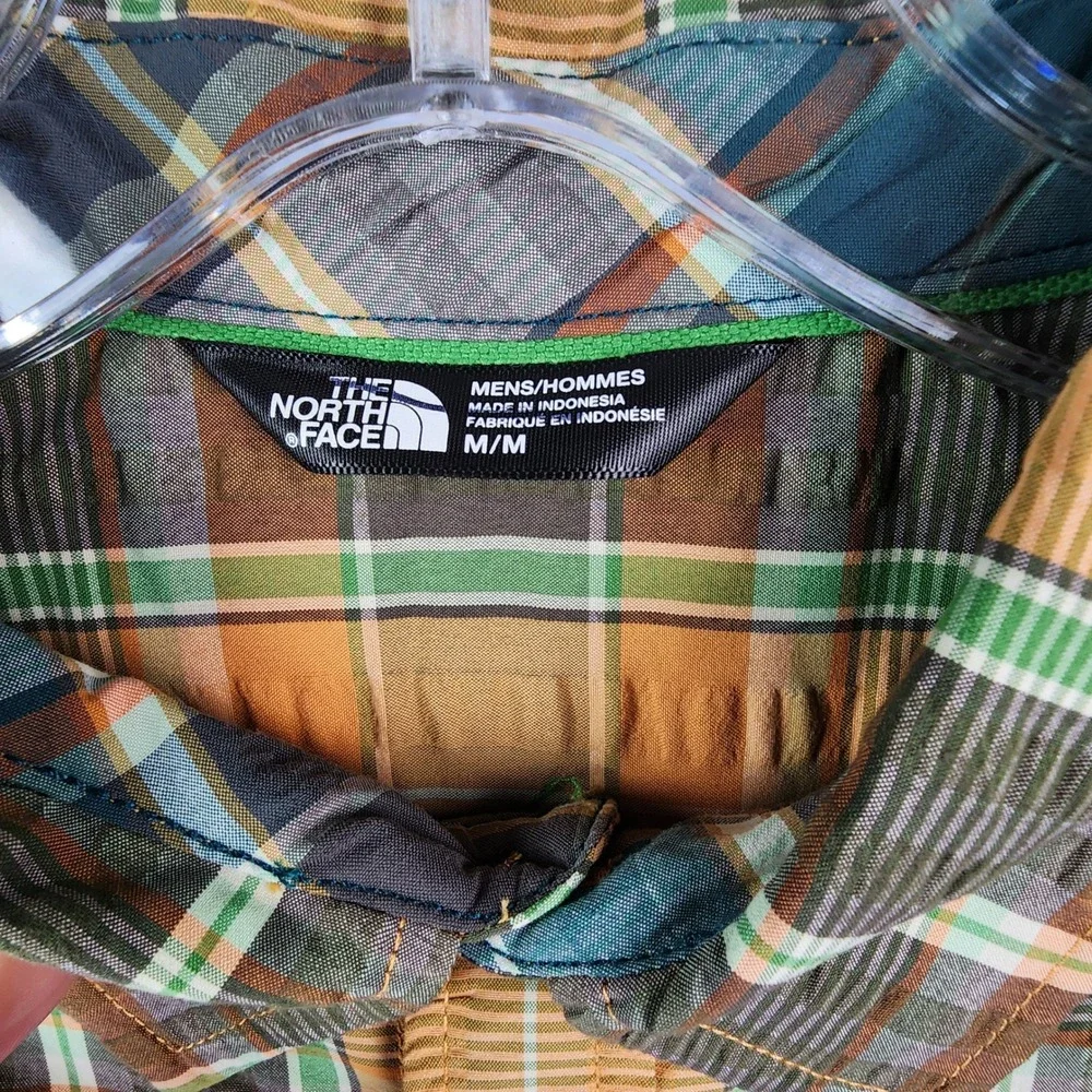 The North Face M Orange Plaid Short Sleeve Button Down Hiking Outdoor Gorpcore M